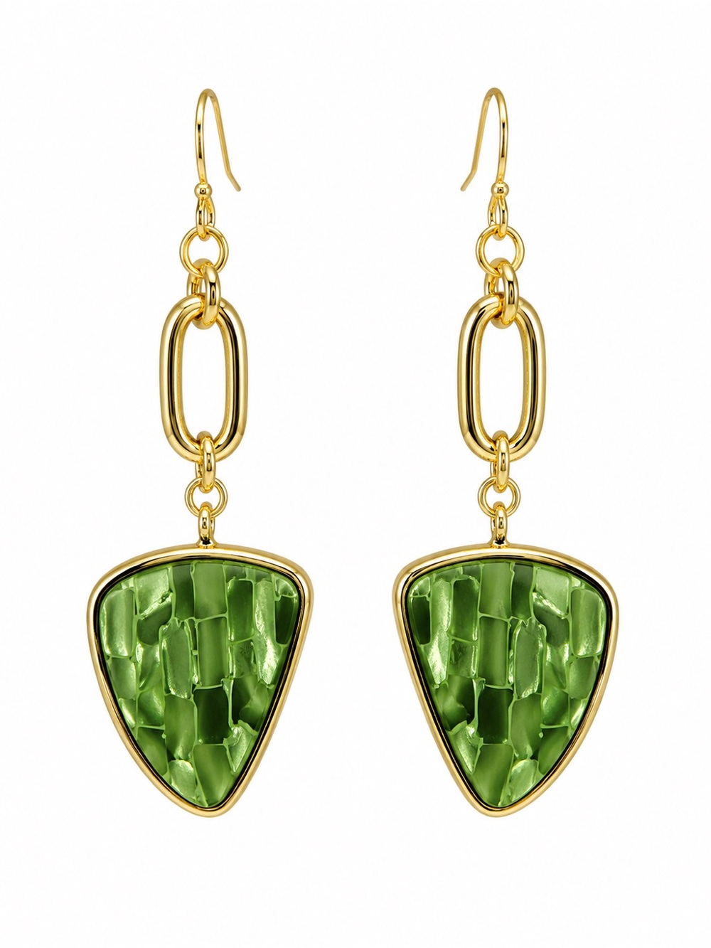 Mango Gold-Tone Earrings with Green Faceted Drops